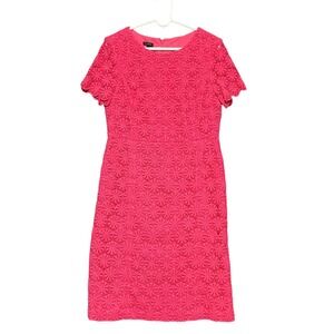 Talbots Pink Lace Sheath Dress Size 10 Cap‎ Sleeve Knee Length Wedding Elegant